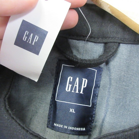 GAP Biker Jacket Women XL Black Cotton Blend Zip Up Moto Minimalist Luxury 780 - Picture 3 of 11